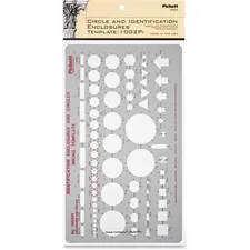 CHARTPAK/PICKETT CHA 1002PI — Chartpak Circle/Identification Template - Circle, Square, Hexagon, Rectangle, Diamond, Directional Arrow - 5.9 x 10 - Gray