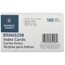 Business Source BSN 65258 — Business Source Plain Index Cards - 5 Width x 3 Length - 100 / Pack
