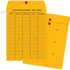 Business Source BSN 04546 — Business Source Ruled Interdepartmental Envelopes - Inter-department - #32 - 10 Width x 15 Length - 32 lb - String/Button - Kraft - 100 / Box - Brown Kraft