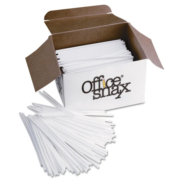 OFFICE SNAX, INC. OFX STR5 — Office Snax Breakroom Stir Sticks - Plastic - 1000 / Box - White