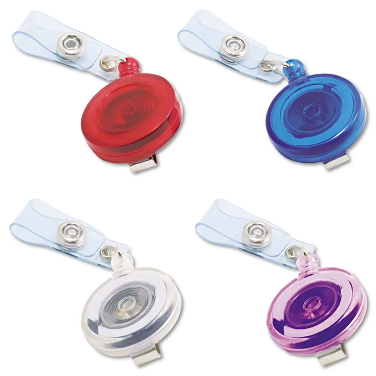 ADVANTUS CORPORATION AVT 75464 — Advantus Retracting ID Card Reel with Belt Clip - 4 / Pack - Translucent Assorted