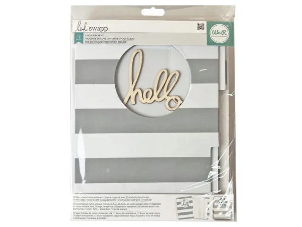 Bulk Buys GR384 — Heidi Swapp 10-Piece Cinch Album - Grey Striped Fabric
