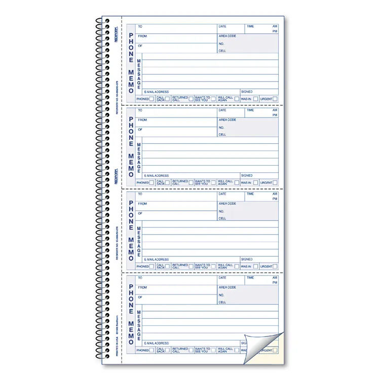 REDIFORM OFFICE PRODUCTS 50076 — Carbonless Telephone Message Book, 4 Forms/Page, 400 Total