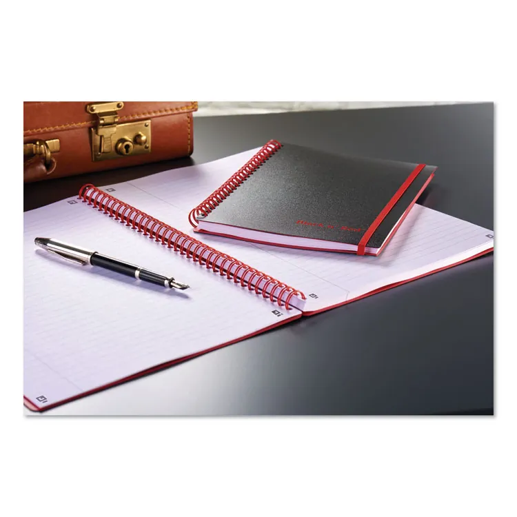 MEAD PRODUCTS JDK K66652 — Black n' Red Polypropylene Notebook - Letter - 70 Sheets - Double Wire Spiral - Ruled - 24 lb Basis Weight - 8 1/2 x 11 - White Paper - Red Binder - Black Cover - Polypropylene Cover - Wipe-clean Cover, Micro Perforated, Strap - 1 Each