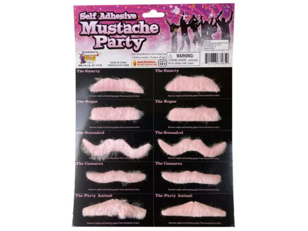 bulk buys GE738 - 10 Pack Pink Self-Adhesive Play Mustaches - Fun Party Props