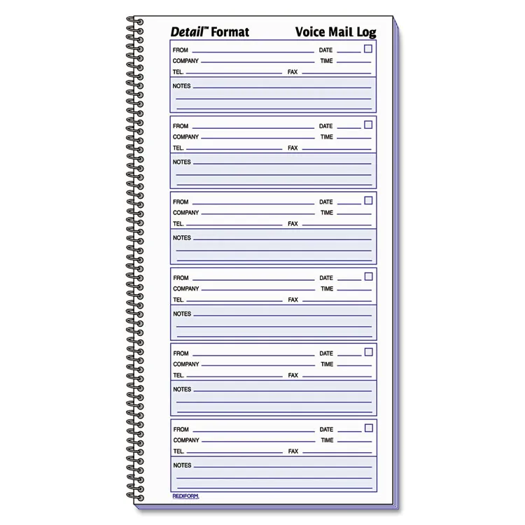 REDIFORM OFFICE PRODUCTS 51113 — Voice Mail Log Book, Wirebound, 600 Forms, 5.63 x 10.63
