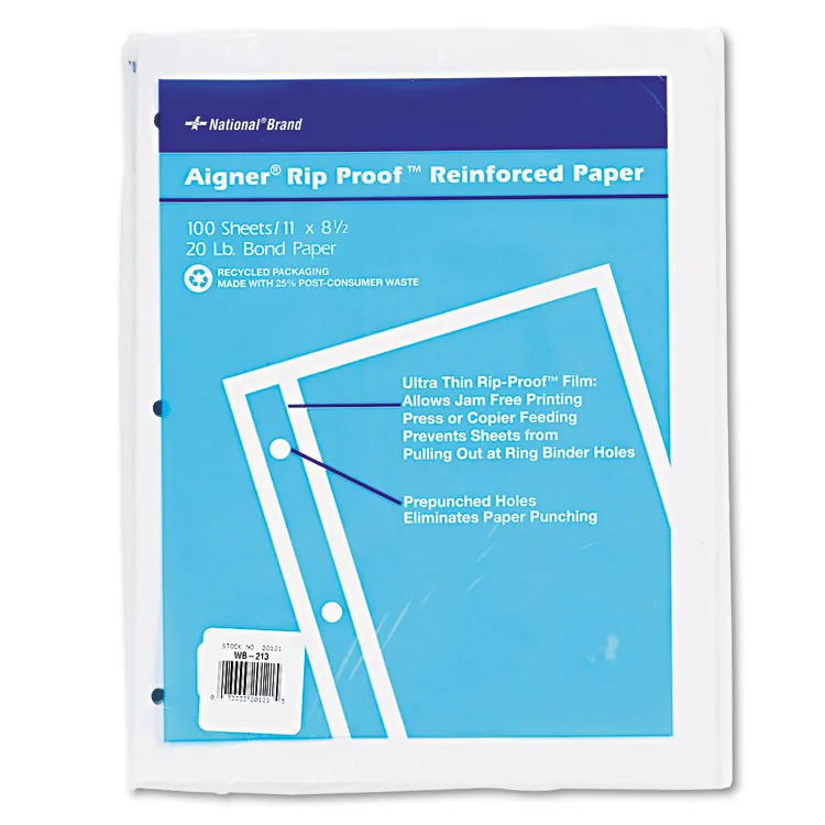 REDIFORM OFFICE PRODUCTS 20121 — Rip Proof Reinforced Filler Paper, Unruled, 100 Pack