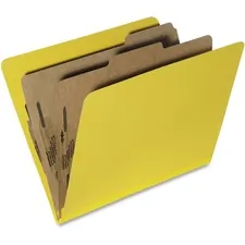 National Industries For the Blind 7530015567918 — SKILCRAFT Pressboard Classification Folder - 8 1/2 x 11 - 2 Expansion - Prong Fastener - 1 Fastener Capacity for Folder - 2 Divider(s) - Pressboard - Yellow - 30% Recycled - 10 / Box