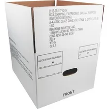 National Industries For the Blind 8115001178249 — SKILCRAFT Fiberboard Storage Box - Internal Dimensions: 12 Width x 14.75 Depth x 9.50 Height - Fiberboard - White - Recycled - 25 / Pack