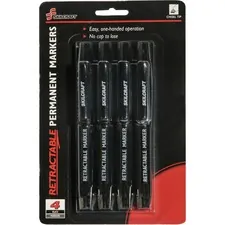 National Industries For the Blind 7520015550297 — SKILCRAFT Permanent Marker - Fine, Medium, Broad Marker Point - Chisel Marker Point Style - Retractable - Black - 4 / Pack