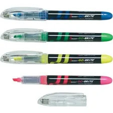 National Industries For the Blind 7520014613779 — SKILCRAFT Free-Ink Fluorescent Highlighter - Green, Pink, Yellow, Blue Water Based Ink - 4 / Set