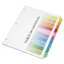 National Industries For the Blind 7530013683489 — SKILCRAFT Binder Tabbed Index Sheet - 10 Printed Tab(s) - Digit - 1-10 - 8.5 Divider Width x 11 Divider Length - Letter - Assorted Divider - Assorted Tab(s) - 10 / Set
