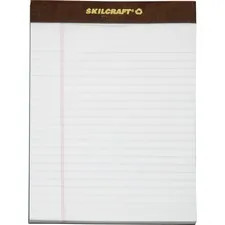 National Industries For the Blind 7530013723107 — SKILCRAFT Perforated Writing Pad - 50 Sheets - 16 lb Basis Weight - 5 x 8 - White Paper - Back Board, Perforated, Leatherette Head Strip, Heavyweight - Recycled - 12 / Dozen