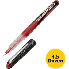 National Industries For the Blind 7520014940908 — SKILCRAFT Free Ink Rollerball Pen - 0.5 mm Pen Point Size - Red - Clear, Red Barrel - 12 / Dozen