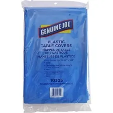 Genuine Joe GJO 10325 — Joe Plastic Rectangular Table Covers - 108 Length x 54 Width - Plastic - Blue - 6 / Pack