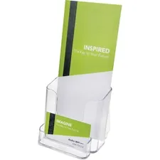DEFLECTO DEF 78601 — Deflect-o Countertop Leaflet Holder With Business Card Holder - 2 Compartment(s) - 7.8 Height x 4.4 Width x 4.1 Depth - Desktop - Clear - Plastic - 1 Each