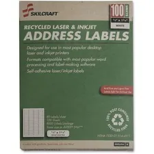National Industries For the Blind 7530015144911 — SKILCRAFT Address Label - 1.75 Width x 0.5 Length - 100 / Box - Rectangle - Laser, Inkjet - Bright White