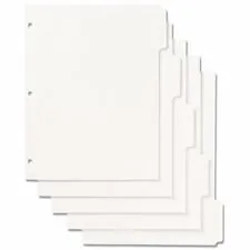 National Industries For the Blind 7530009594441 — SKILCRAFT Loose-leaf Binder Index Sheet Set - 100 x Divider(s) - 5 Tab(s) - 5 Tab(s)/Set - 8.5 Divider Width x 11 Divider Length - Letter - 3 Hole Punched - White Divider - White Tab(s) - 5 / Set