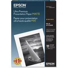 EPSON S041339 — Epson Inkjet Photo Paper - White - 104 Brightness - 94% Opacity - Super B - 13 x 19 - Matte - 50 / Pack
