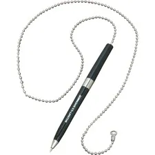 National Industries For the Blind 7520014493740 — SKILCRAFT Chain Pen - Medium Pen Point - Refillable - Black - Black Rubber Barrel - 12 / Dozen