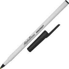 National Industries For the Blind 7520014845267 — SKILCRAFT Alpha Basic Round Barrel Stick Pen - Black - White Barrel - 12 / Dozen