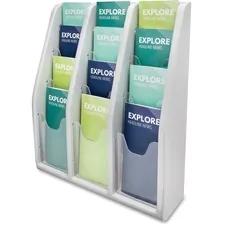 DEFLECTO DEF 52809 — Deflecto Multi-Compartment Literature Display - 12 Pocket(s) - 19.8 Height x 15.8 Width x 5 Depth - Desktop - Durable, Lightweight - Gray - Plastic - 1 Each