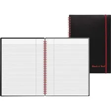 MEAD PRODUCTS JDK E67008 — Black n' Red Wirebound Poly Notebook with Front Pocket - 70 Sheets - Wire Bound - Ruled - 24 lb Basis Weight - 8 1/4 x 11 3/4 - White Paper - Red Binder - Black Cover - Polypropylene Cover - Micro Perforated, Wipe-clean Cover, Strap, Hard Cover, Pocket, Rigid - 1 Each