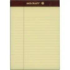 National Industries For the Blind 7530013566726 — SKILCRAFT Writing Pad - 50 Sheets - 0.31 Ruled - Ruled - 16 lb Basis Weight - 5 x 8 - Canary Paper - Perforated, Back Board, Leatherette Head Strip - Recycled - 12 / Dozen