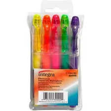 Integra ITA 30000 — Integra Liquid Highlighters - Fine Marker Point - Chisel Marker Point Style - Assorted - 5 / Set
