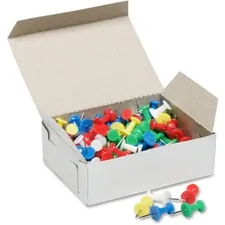 National Industries For the Blind 7510012073978 — SKILCRAFT Colorful Plastic Head Pushpins - 0.4 Length - 100 / Box - White, Blue, Green, Purple, Magenta - Plastic, Steel