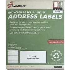 National Industries For the Blind 7530015144903 — SKILCRAFT Laser Shipping Label - 2 x 4 Length - Rectangle - Laser, Inkjet - White - 10 / Sheet - 1000 / Box