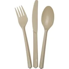 National Industries For the Blind 7360015643560 — SKILCRAFT Biobased Cutlery Set - 3 Piece(s) - 1200/Box - 1 x Spoon - 1 x Fork - 1 x Knife - Polypropylene - Wheat