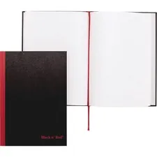 MEAD PRODUCTS JDK D66174 — Black n' Red Casebound Ruled Notebooks - A4 - 96 Sheets - Sewn - 24 lb Basis Weight - 8 1/4 x 11 3/4 - White Paper - Red Binder - Black Cover - Heavyweight Cover - Hard Cover, Ribbon Marker - 1 Each