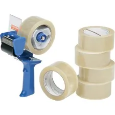 National Industries For the Blind 7510015796872 — SKILCRAFT 7510-01-579-6872 Packaging Tape with Dispenser - 55 yd Length x 2 Width - Polypropylene - 3.10 mil - Acrylic Backing - Dispenser Included - Pistol Grip Dispenser - 6 / Pack - Clear