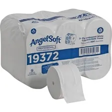 GEORGIA PACIFIC GPC 19372 — Angel Soft Professional Series Compact Premium Embossed Coreless Toilet Paper by GP Pro - 2 Ply - 3.85 x 4.05 - 1125 Sheets/Roll - White - For Restroom - 18 / Carton