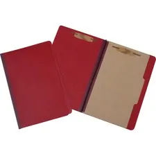 National Industries For the Blind 7530015547683 — SKILCRAFT Pressboard Classification Folder - 8 1/2 x 14 - 2 Fastener Capacity for Folder, 1 Fastener Capacity for Divider - 1 Divider(s) - Pressboard - Dark Red - 30% Recycled - 10 / Box