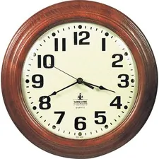 National Industries For the Blind 6645014216904 — SKILCRAFT Hardwood Wall Clock - Analog - Quartz - White Main Dial - Mahogany/Hardwood Case