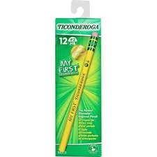 DIXON TICONDEROGA CO. DIX 33312 — Ticonderoga My First Pencil with Eraser - #2 Lead - Yellow Barrel - 12 / Dozen