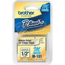Brother M131 — BROTHER NON-LAMINATED TAPE - BLACK ON CLEAR - 26.2 FEET - FOR BROTHER PT55BM, PT