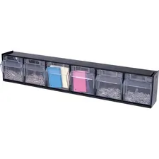 DEFLECTO DEF 20604OP — Deflecto Tilt Bin Interlocking Multi-Bin Storage Organizer - 6 Compartment(s) - 4.5 Height x 23.6 Width x 3.6 Depth - Desktop, Desktop - Interlockable - Black - Plastic - 1 Each