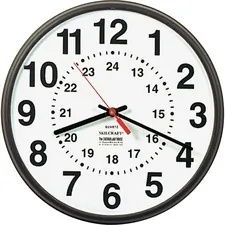 National Industries For the Blind 6645013428199 — SKILCRAFT 12/24 Hour Wall Clock - Analog - Quartz - White Main Dial - Brown/Plastic Case