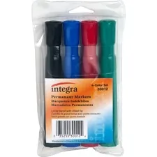 Integra ITA 30012 — Integra Permanent Chisel Markers - Chisel Marker Point Style - Assorted - 4 / Set