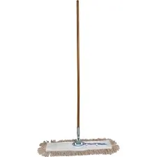 Genuine Joe GJO 54101 — Joe Dust Mop Complete Combo - 24 Cotton Head - 60 x 0.94 Wood Handle - Swivel Head, Lightweight, Chrome Plated, Absorbent, Rust Resistant, Reinforced, Refillable - 1 Each