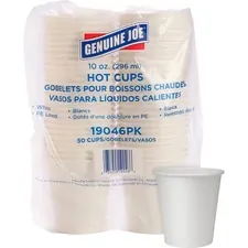 Genuine Joe GJO 19046 — Joe Polyurethane-lined Disposable Hot Cups - 10 fl oz - 50 / Pack - White - Polyurethane - Beverage, Hot Drink