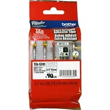 Brother TZES241 — Brother Extra Strength Adhesive 3/4 Lamntd Tapes - 45/64 Width - Thermal Transfer - White, Black - Polyethylene - 1 Each
