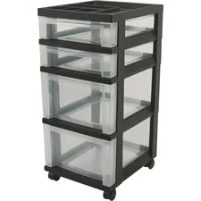 IRIS IRS 116827 — IRIS Mini Storage Cart - 4 Drawer - 4 Casters - Plastic - x 14.3 Width x 12.1 Depth x 26.4 Height - Black - 1 / Each