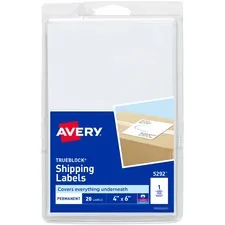 Avery Dennison 05292 — Avery® TrueBlock Permanent Shipping Labels - Permanent Adhesive - Rectangle - Laser, Inkjet - White - Paper - 1 / Sheet - 20 Total Sheets - 20 Total Label(s) - 3