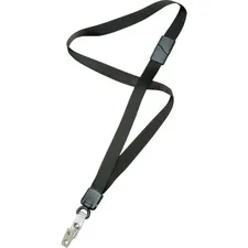 National Industries For the Blind 8455016130200 — SKILCRAFT Bulldog Clip Deluxe Neck Lanyard - 12 / Dozen - 36 Height x 0.8 Width x 36 Length - Black - Nylon, Plastic