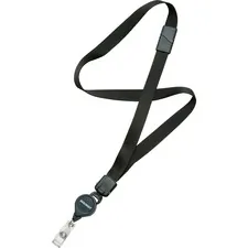 National Industries For the Blind 8455016130199 — SKILCRAFT ID Reel Deluxe Neck Lanyard - 12 / Dozen - 36 Length - Black - Nylon, Plastic