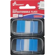 National Industries For the Blind 7510013152021 — SKILCRAFT Repositionable Self-stick Flags - 1 x 1.75 - Rectangle - Blue - Repositionable, Self-adhesive, Removable - 100 / Pack